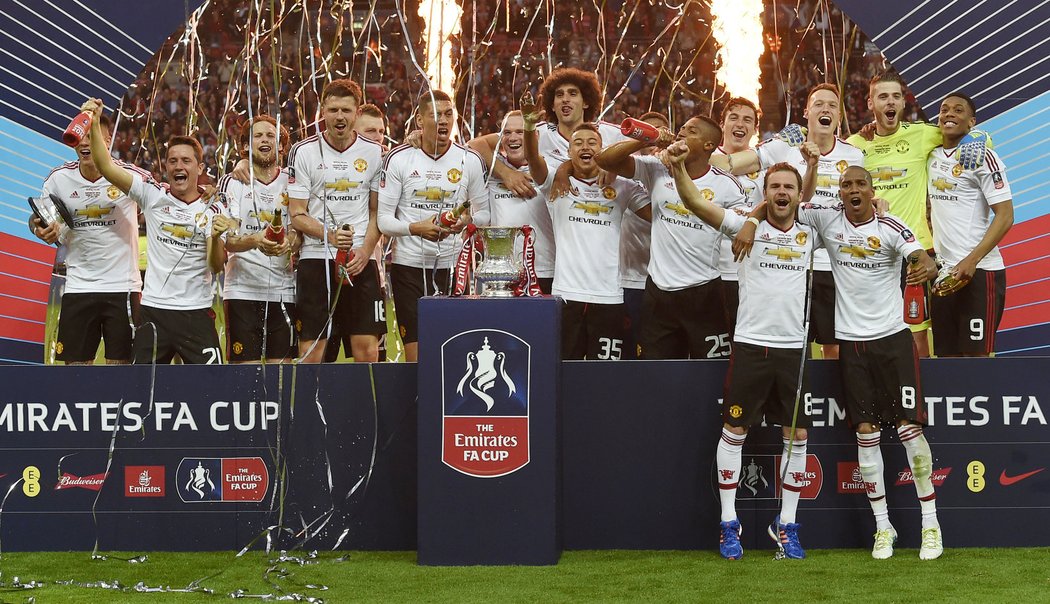 Hráči Manchesteru United po výhře v FA Cupu