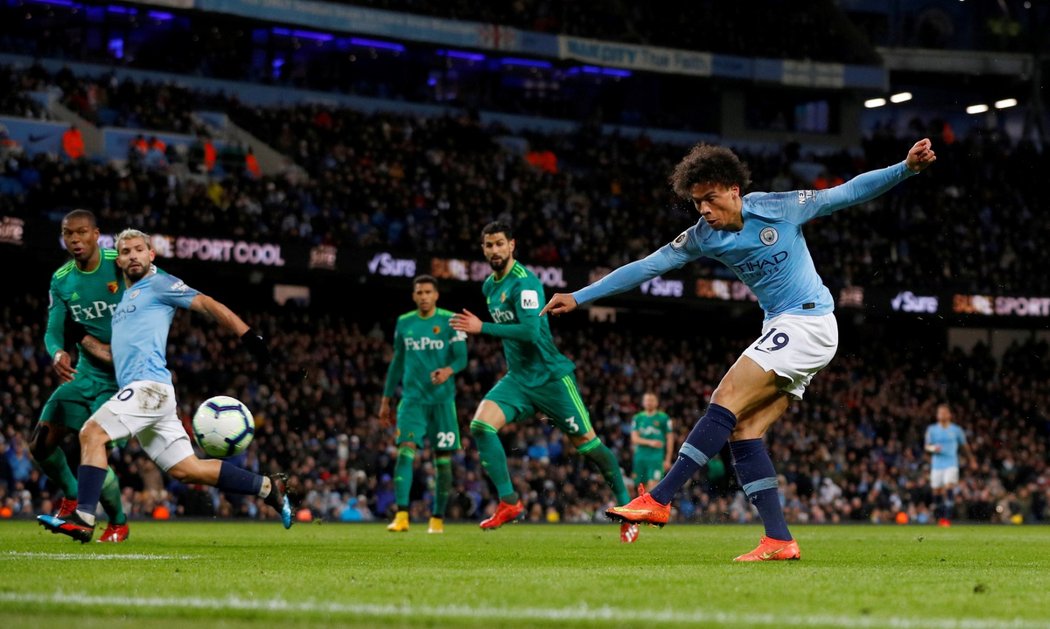 Leroy Sané se v utkání proti Watfordu gólově neprosadil, i tak výrazně přispěl Manchesteru City k výhře nad Watfordem