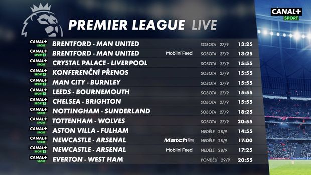 Jak vypadá program 6. kola Premier League na Canal+ Sport? Jak vypadá program 6. kola Premier League na Canal+ Sport?