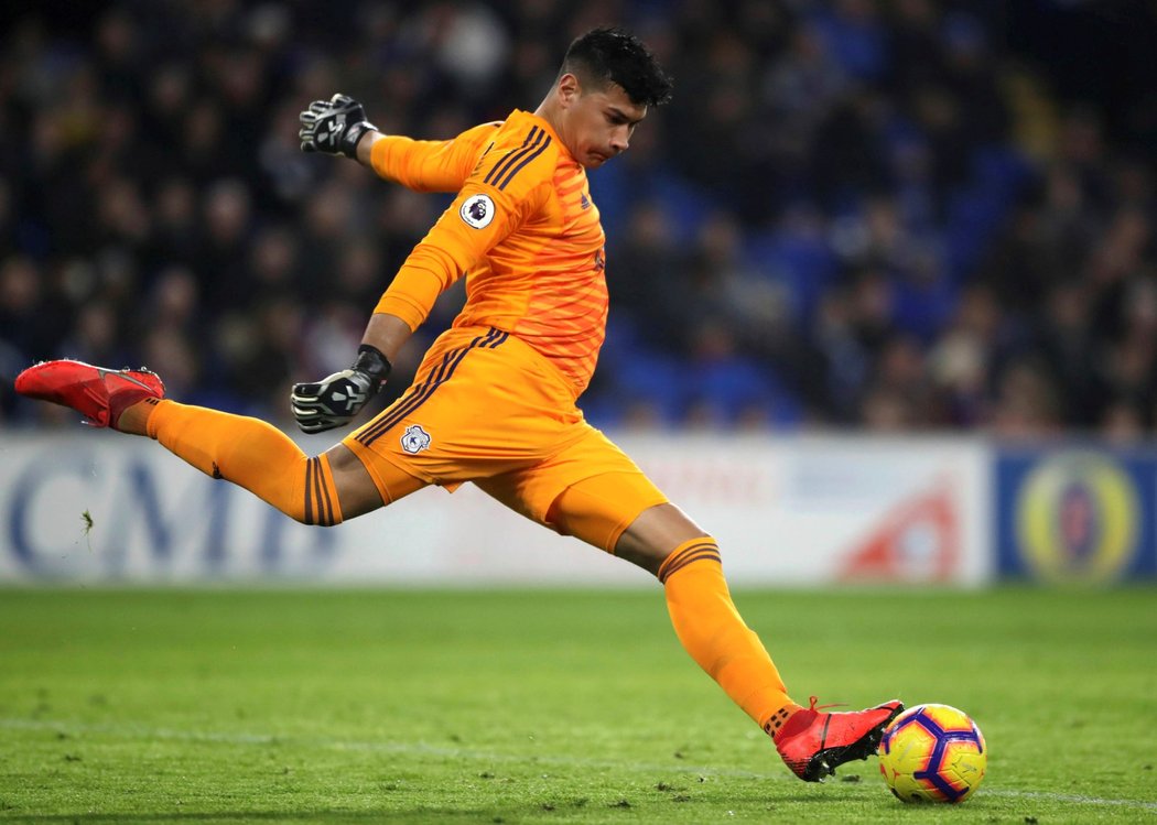 Gólman Cardiffu Neil Etheridge během utkání s Evertonem