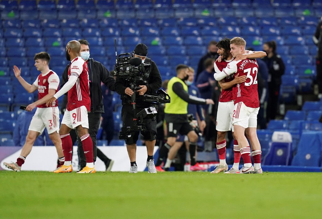 Fotbalisté Arsenalu v utkání anglické ligy proti Chelsea, ve kterém zvítězili 1:0