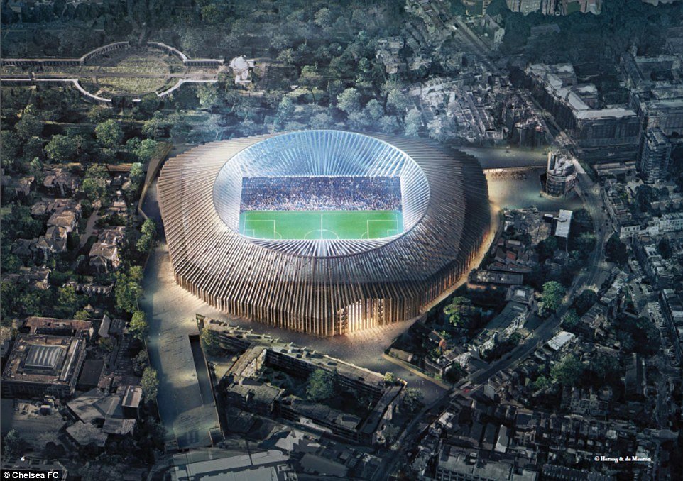 Vize radikálně přestavěného stadionu fotbalové Chelsea