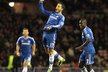 Eden Hazard (ve výskoku) z Chelsea krátce poté, co vstřelil gól do sítě Sunderlandu