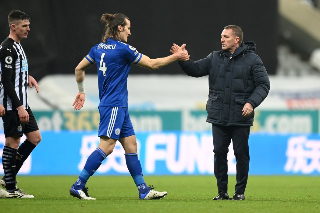 Fotbalisté Leicesteru v utkání s Newcastlem, ve kterém zvítězili 2:1