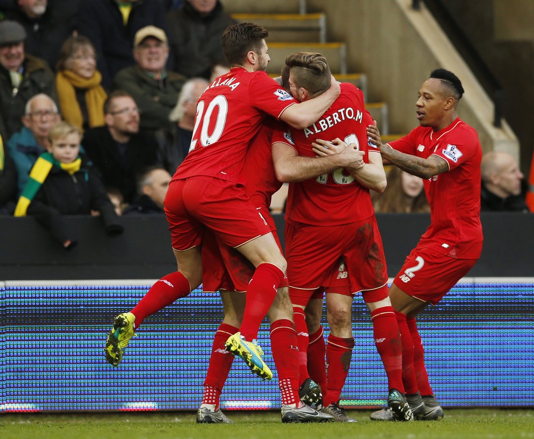 Liverpoolská radost. Reds vyhráli na půdě Norwiche po přestřelce 5:4.