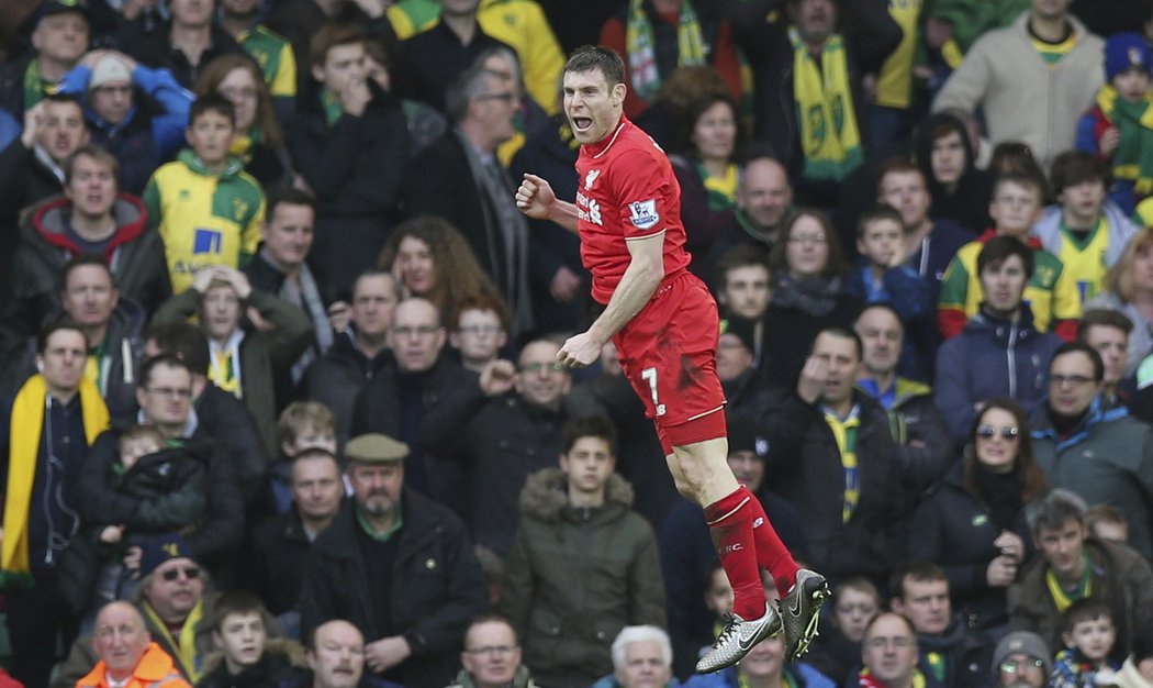 Liverpoolská radost na hřišti Norwiche v utkání Premier League.