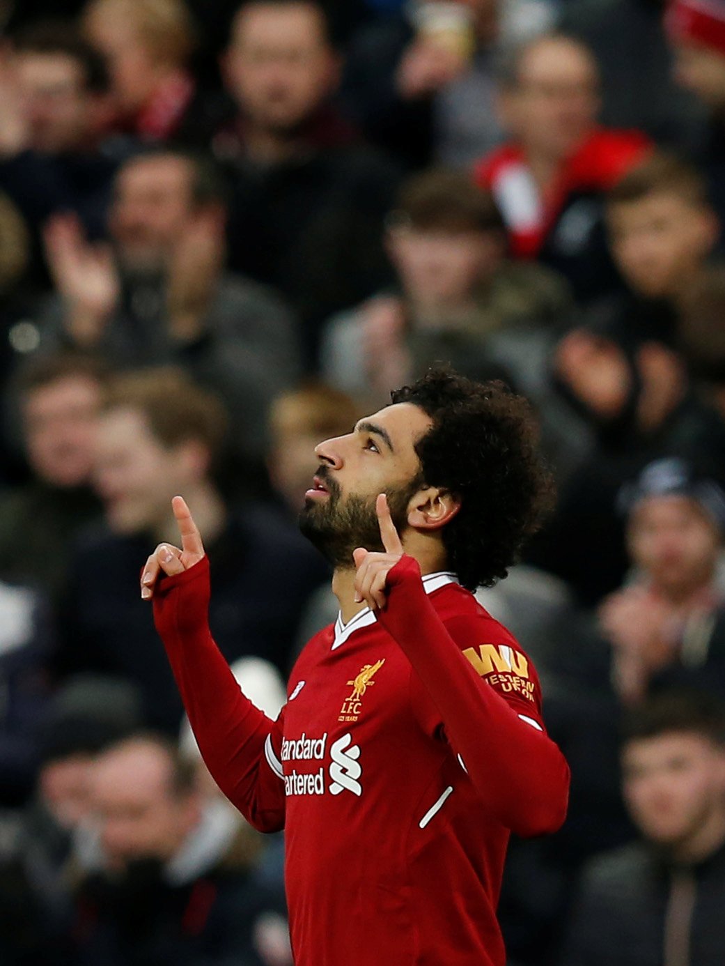 Mohamed Salah slaví úvodní trefu do sítě Tottenhamu