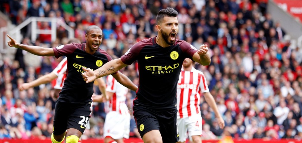 Agüero v úterý neproměnil dvě penalty při výhře 5:0 v předkole Ligy mistrů proti Steaue Bukurešť, proti Stoke však z pokutového kopu otevřel po necelé půlhodině hry skóre.