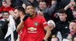 Útočník Anthony Martial slaví první trefu Manchesteru United při vítězství 2:0 v derby nad City