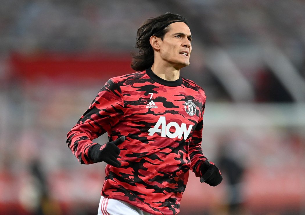 Uruguayský útočník Cavani v dresu Manchesteru United