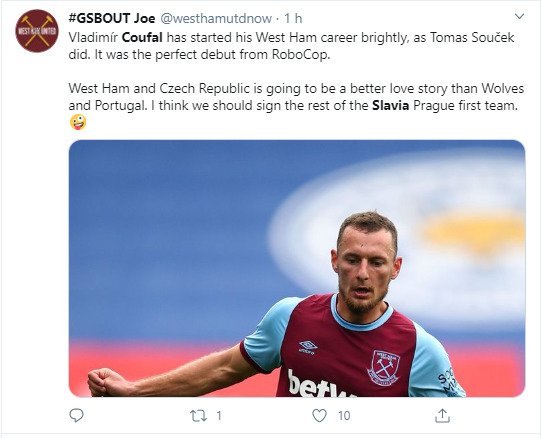 Vladimír Coufal se od prvního zápasu jeví jako skvělá posila pro West Ham