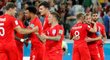 Radost anglických fotbalistů z vítězné branky proti Tunisku