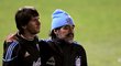 Lionel Messi a Diego Maradona na tréninku argentinské reprezentace