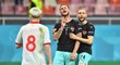 Marko Arnautovič slaví gól proti Severní Makedonii