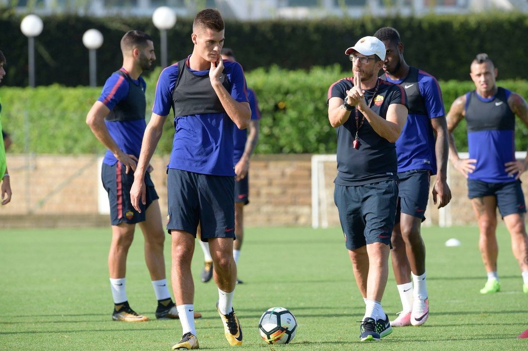 Patrik Schick s trenérem AS Řím Eusebiem Di Francescem