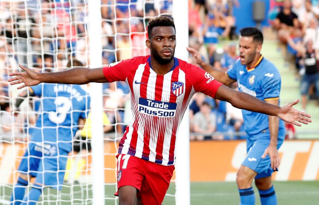 Thomas Lemar slaví svůj gól do sítě Getafe