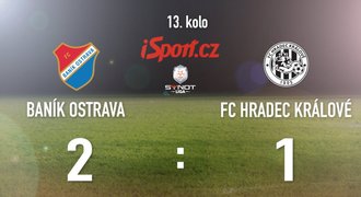 CELÝ SESTŘIH: Baník Ostrava doma vyhrála nad Hradcem 2:1
