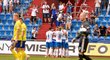 Fotbalisté Baníku oslavují vstřelenou branku v utkání se Zlínem