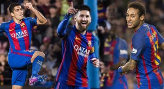 Trio MSN řádilo! Messi pálil hlavou, Suárez z voleje a Neymar trefil přímák