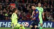 Lionel Messi střílí třetí branku Barcelony v zápase španělského poháru proti Levante