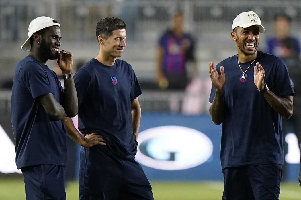 Robert Lewandowski před utkáním Barcelony s Interem Miami v rámci přípravného tripu