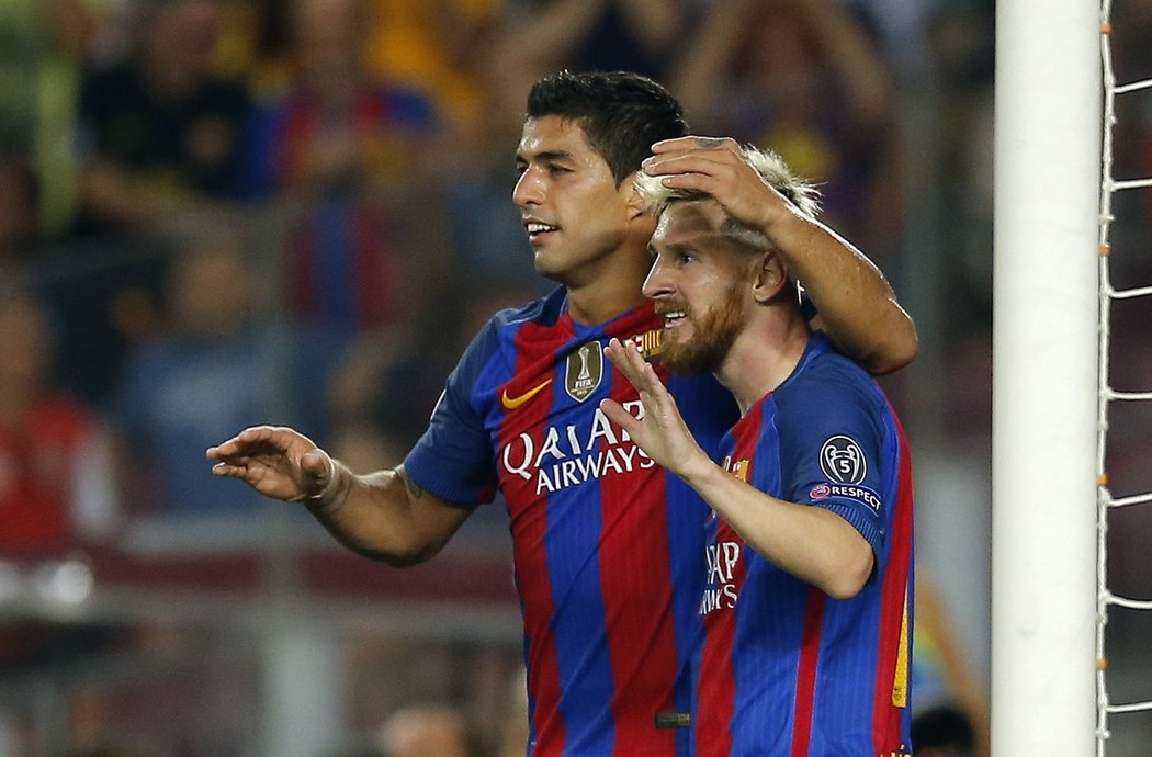 Hvězdné duo Barcelony Luis Suárez a Linonel Messi