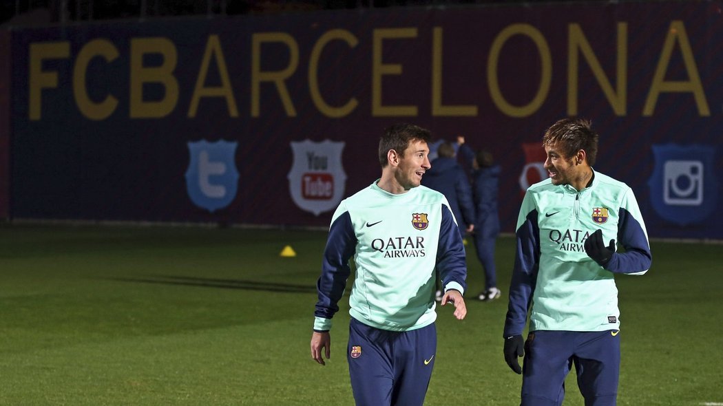Dvě největší hvězdy. Messi s Neymarem na tréninku Barcelony