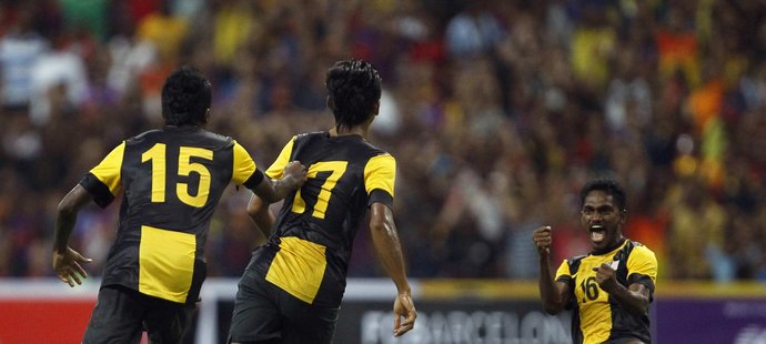 Jedenáctka Malajsie slavila gól v síti Barcelony jako kdyby vyhrála mistrovství světa