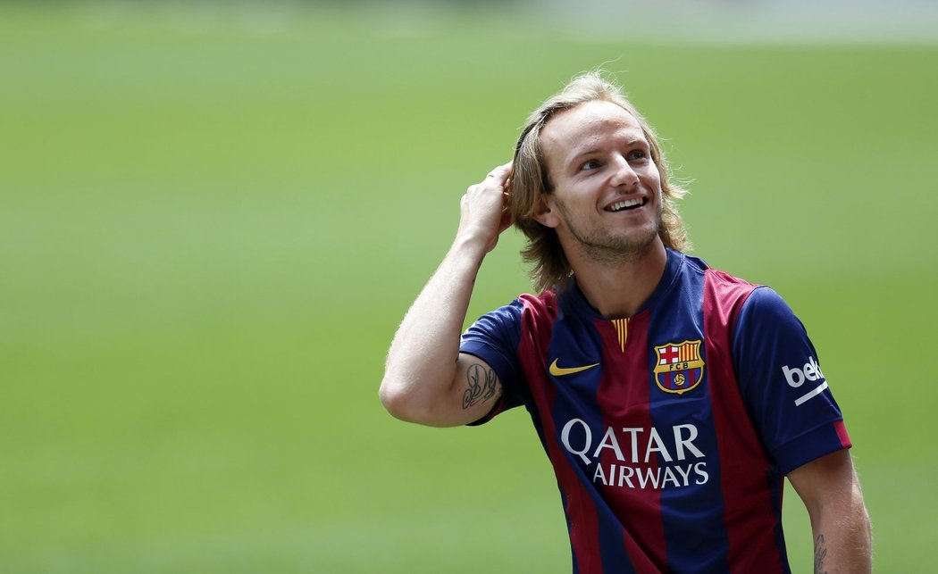 Ivan Rakitić si celou prezentaci v Barceloně hodně užíval