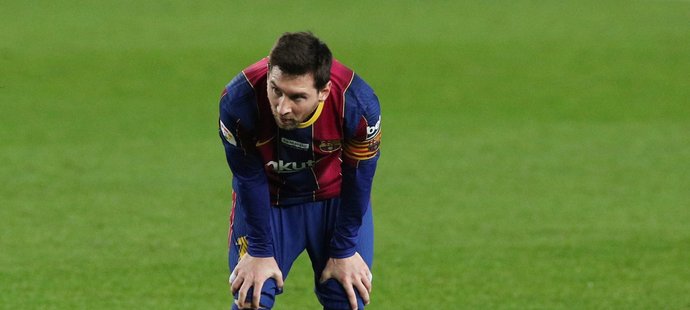 Kapitán Barcelony Lionel Messi v utkání s Valencií, kde vstřelil jeden gól