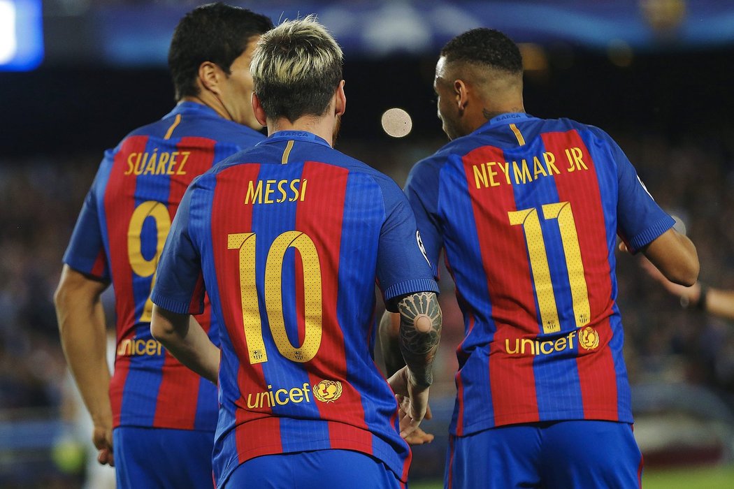 Hvězdné trio Barcelony Suárez, Messi, Neymar