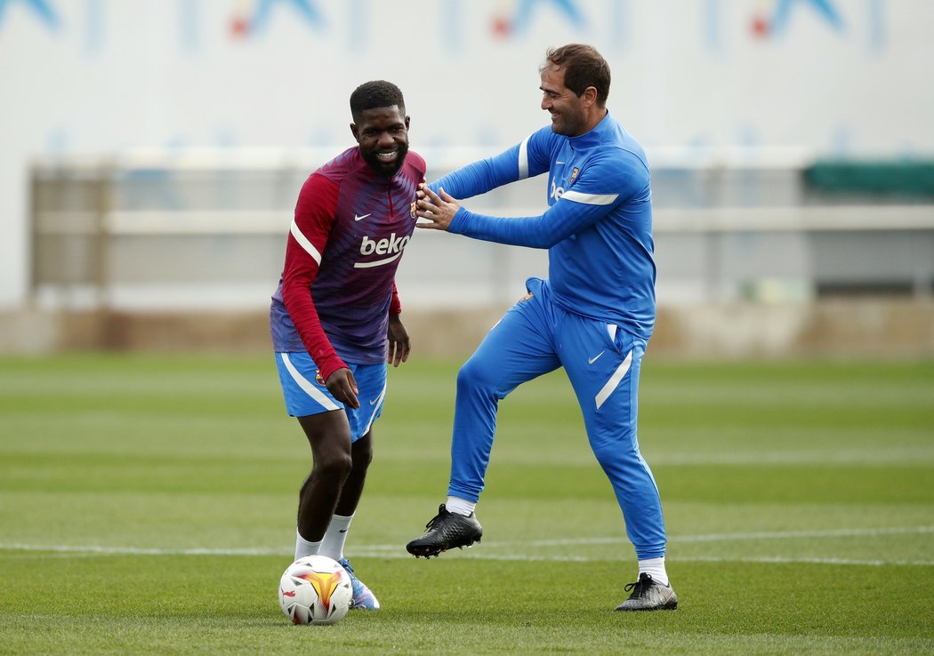 Samuel Umtiti na tréninku Barcelony