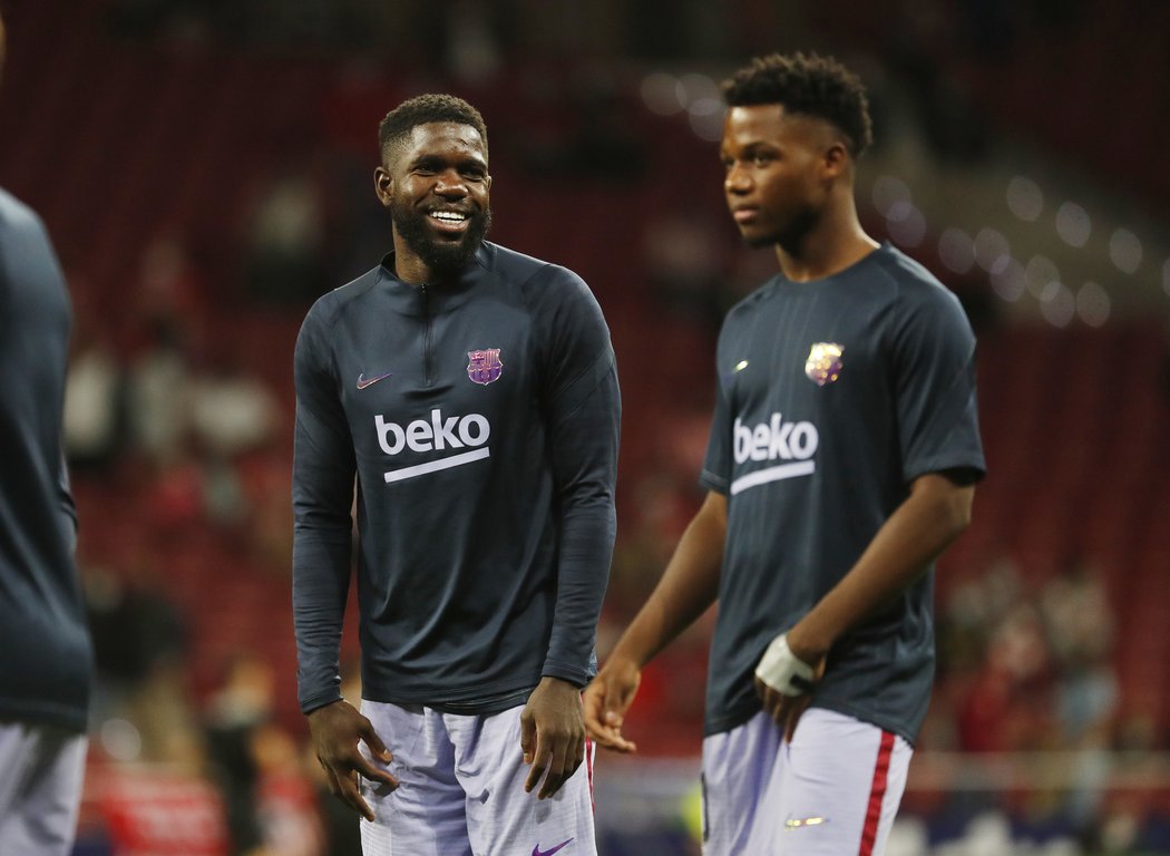 Samuel Umtiti na tréninku Barcelony