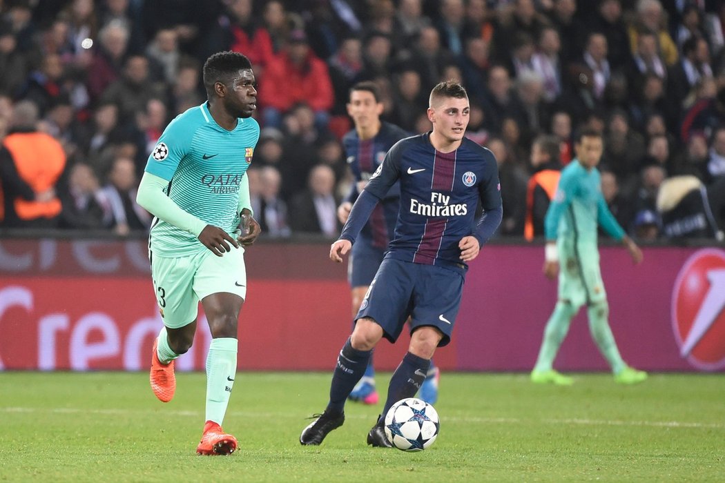 Záložník PSG Marco Verratti v utkání osmifinále Ligy mistrů proti Barceloně