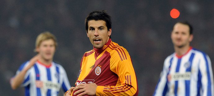 Český útočník Milan Baroš v dresu tureckého Galatasaraye Istanbul