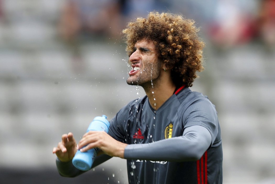 Marouane Fellaini na tréninku belgické reprezentace