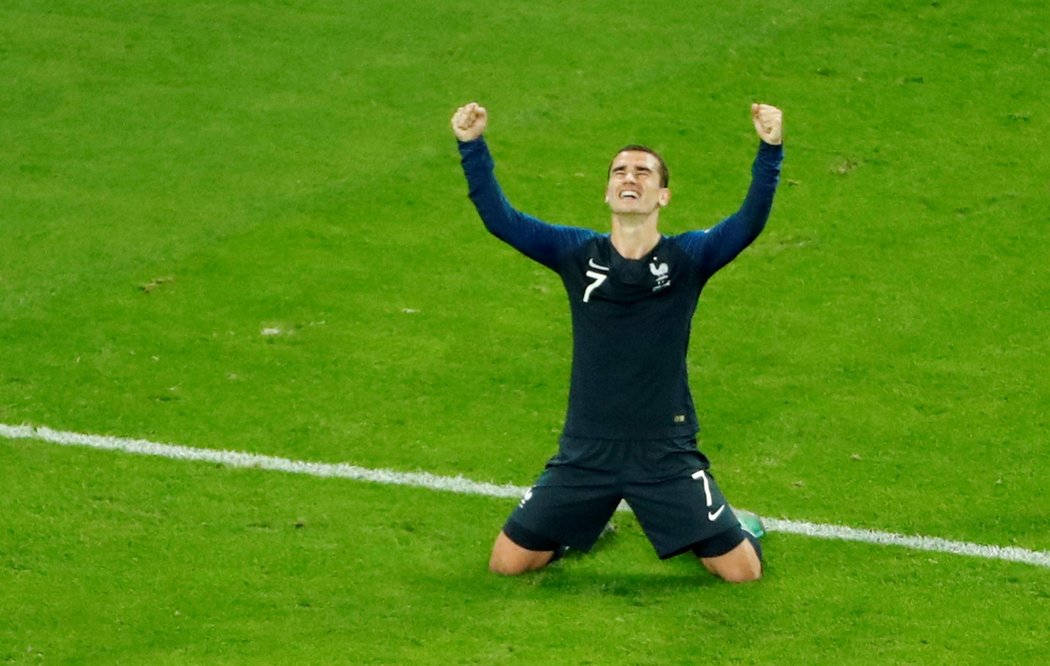 Radost Antoine Griezmanna po postupu do finále mistrovství světa v Rusku