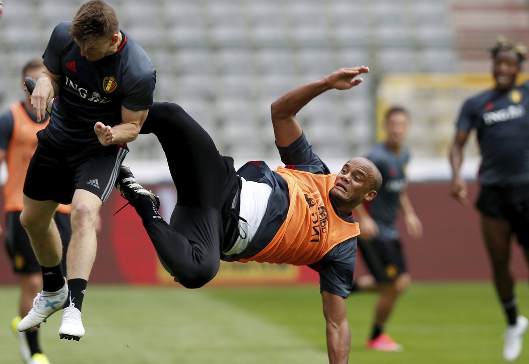 Vincent Kompany na tréninku belgické reprezentace