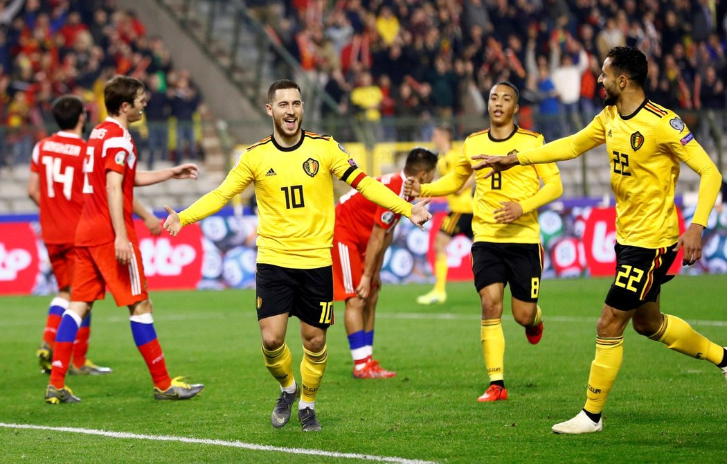 Eden Hazard dovedl Belgii dvěma góly k výhře nad Ruskem
