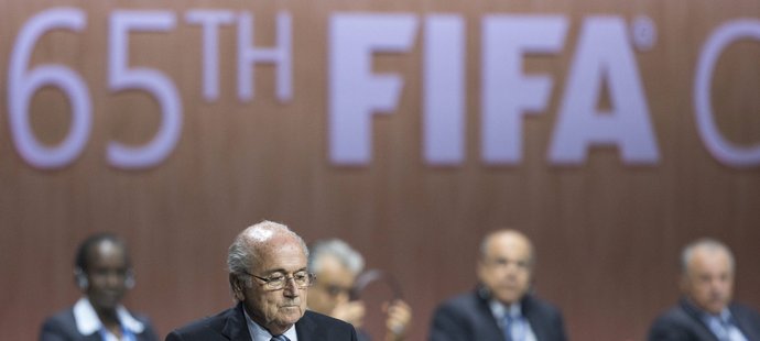 Sepp Blater během své řeči na volebním kongresu FIFA