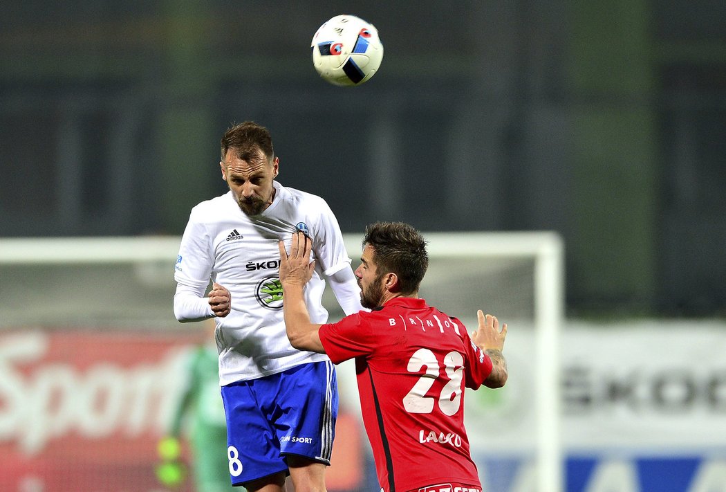 Boleslavský záložník Marek Matějovský v ligovém utkání se Zbrojovkou Brno