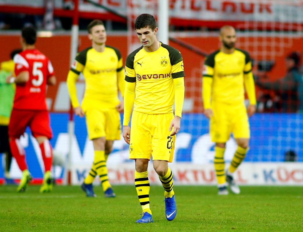 Christian Pulisic krátce po druhém gólu Düsseldorfu