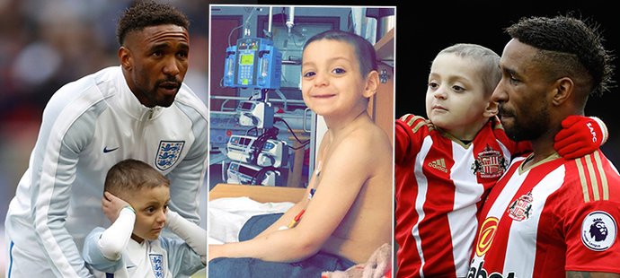 Malý Bradley Lowery se svým fotbalovým kamarádem Jermainem Defoem