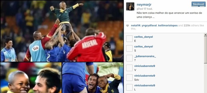 Neymar se pochlubil s fotkami s malým fanouškem i na svém Instagramu