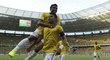 První gól Brazílie proti Kolumbií vstřelil kapitán Thiago Silva