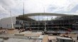 Rozestavěný stadion v Sao Paulu, kde v červnu proběhnou zápasy fotbalového mistrovství světa