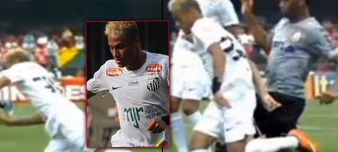 Brazilský útočník Neymar v utkání s Corinthians zkoušel nafilmovat penaltu, za což od rozhodčího uviděl druhou žlutou kartu a byl vyloučen
