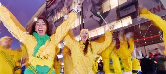 Brazilští fanoušci před zápasem s českou reprezentací v Praze