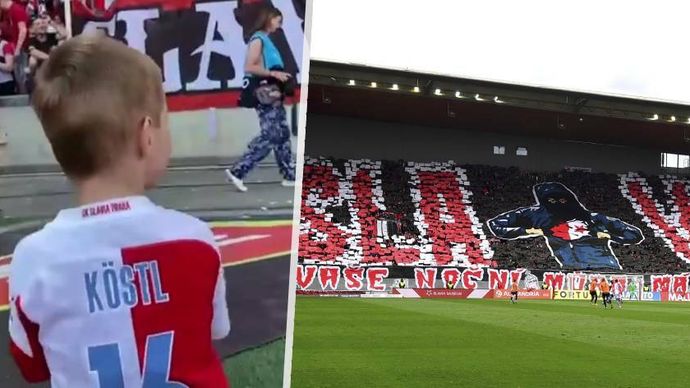 Dvouletý syn asistenta trenéra Slavie Jaroslava Köstla Alex pořádně rozpumpoval vyhlášenou Tribunu Sever