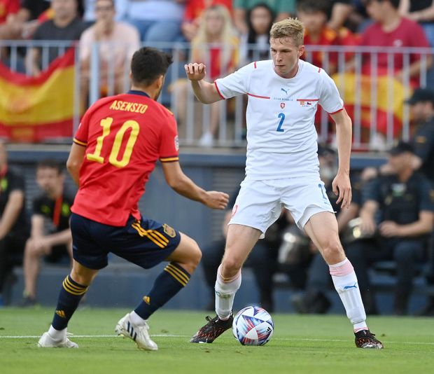 David Zima v reprezentačním dresu proti Španělsku David Zima v reprezentačním dresu proti Španělsku
